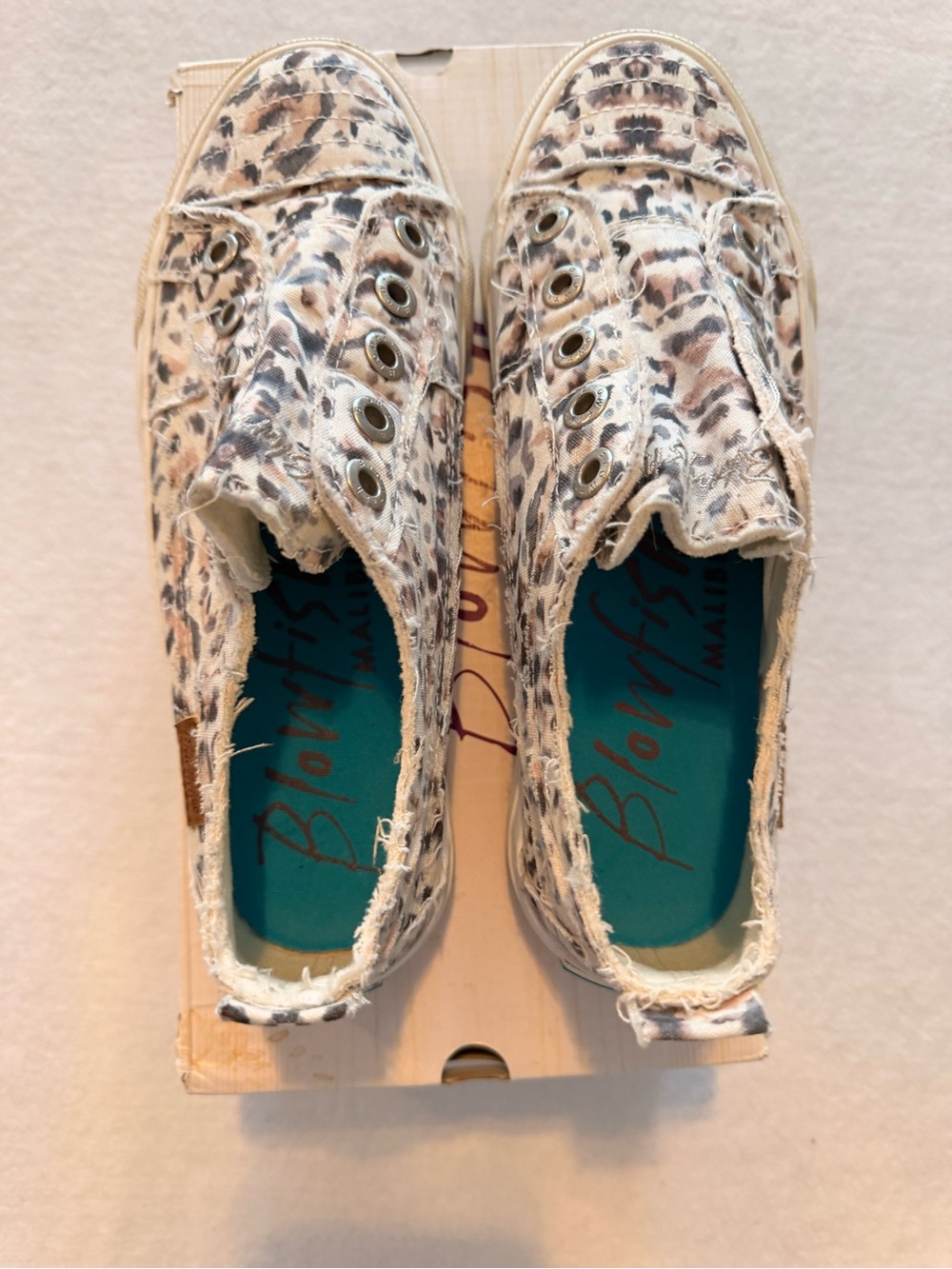 Blowfish Leopard-Print Slip On Sneakers in Cream and Brown